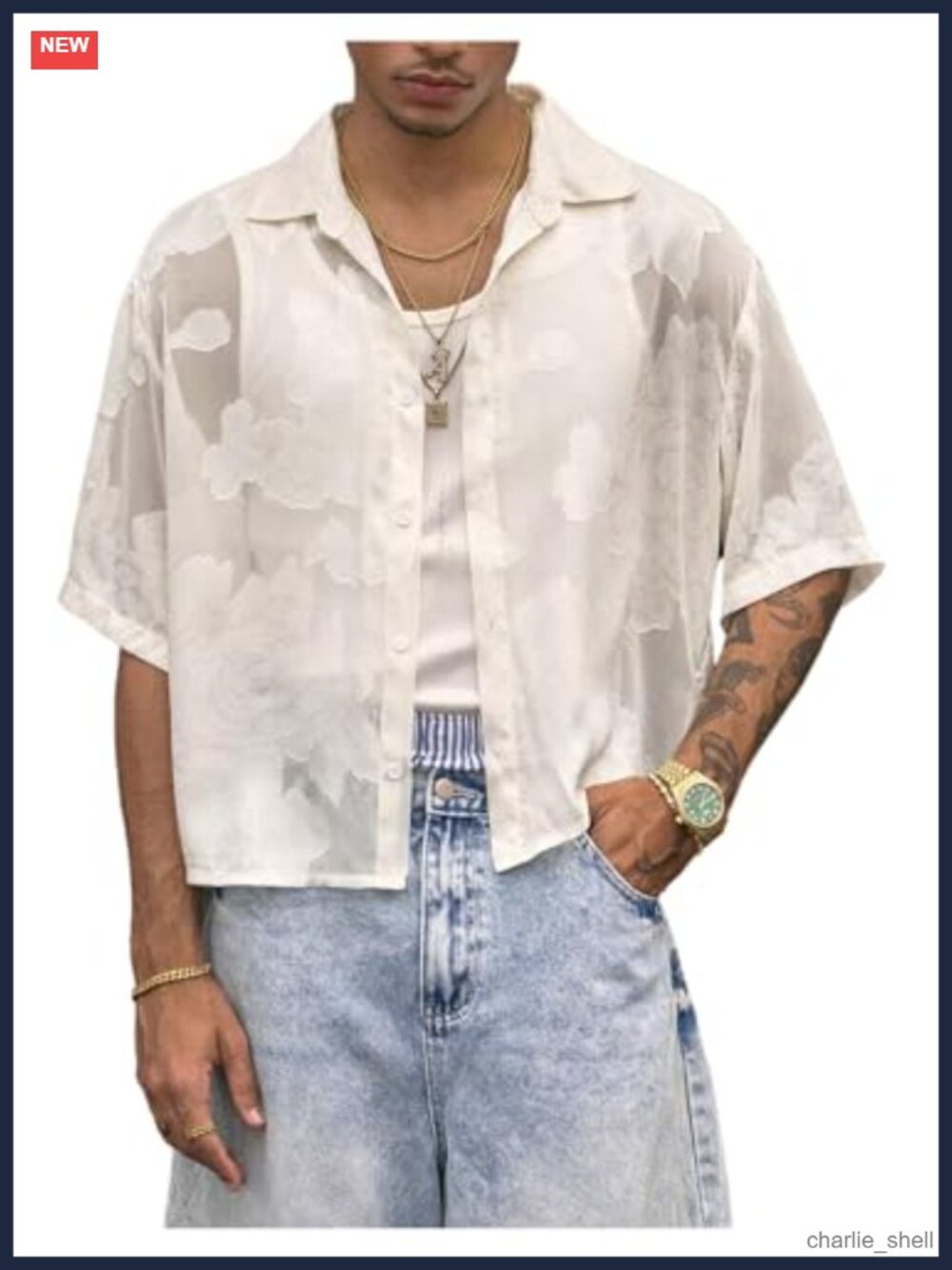 Men's Floral Button Down Shirt Half Sleeve Loose Fit Summer Streetwear